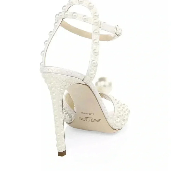 🤍🤍🤍 Jimmy Choo Sacora 100MM Emebellished Sandals - Picture 2 of 4